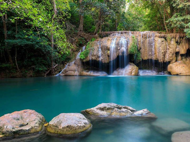 Explore all 7 levels of the famous waterfall